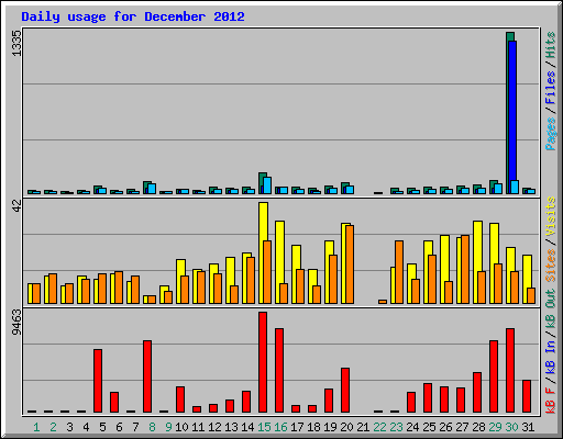 Daily usage for December 2012