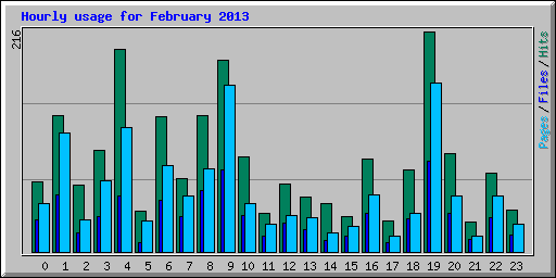 Hourly usage for February 2013